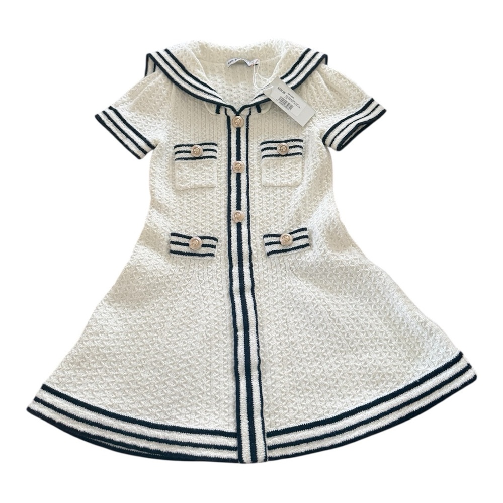 NWT! Self Portrait Textured Knit Cream Dress Size UK 4-5